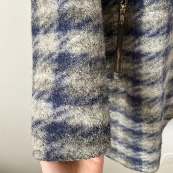 Soia & Kyo Kym Wool Blend Check Plaid Zip Jacket Hooded Coat Sz Medium - Picture 9 of 12